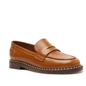 Schutz Christie Nappa Leather Flat Loafer New Wood (7.5 but Fit Size 8.5)